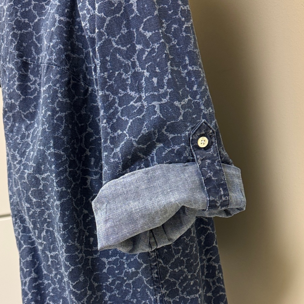 Talbots Blue Patterned Button Down Shirt - image 2